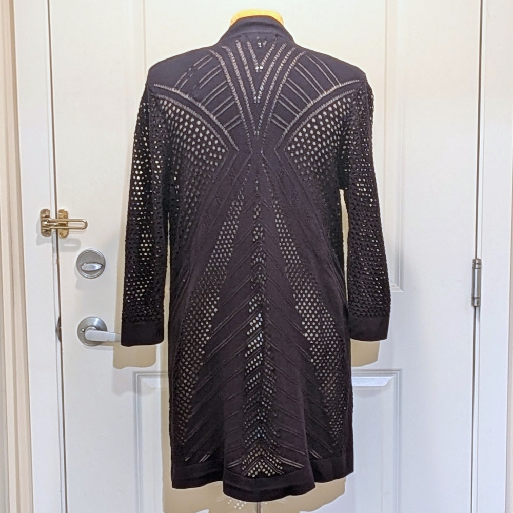 EUC Kasper XL Cotton Blend Open Knit Knee Length Cardigan